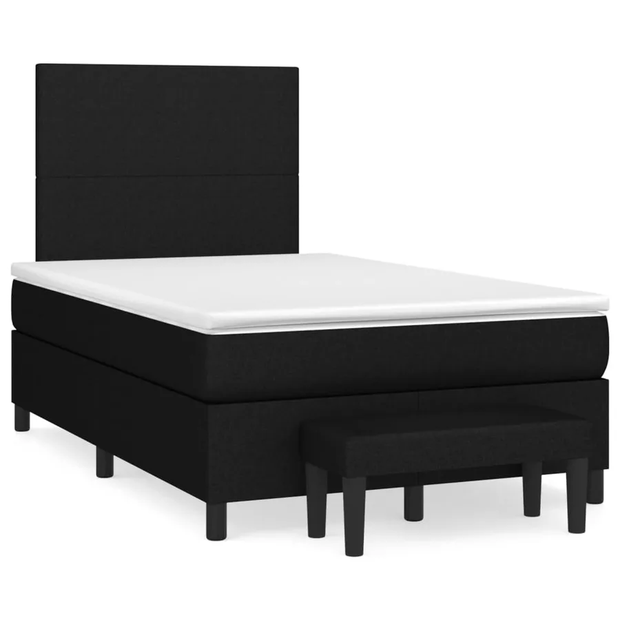 Sommier à lattes de lit avec matelas Noir 120x200 cm Tissu - 2