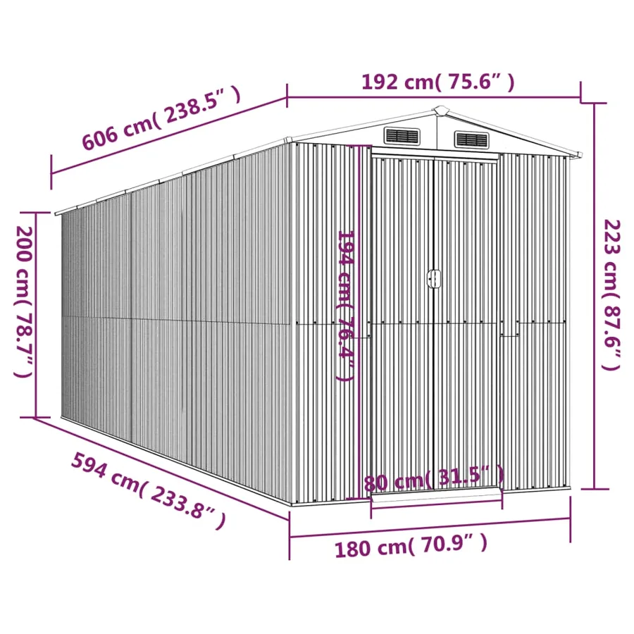 Abri de jardin Vert 192x606x223 cm Métal galvanisé - 8