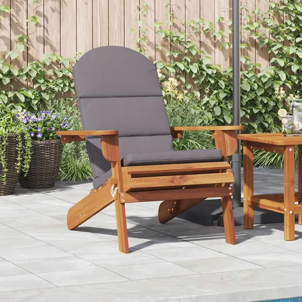 Chaise de jardin Adirondack avec coussins bois massif d'acacia