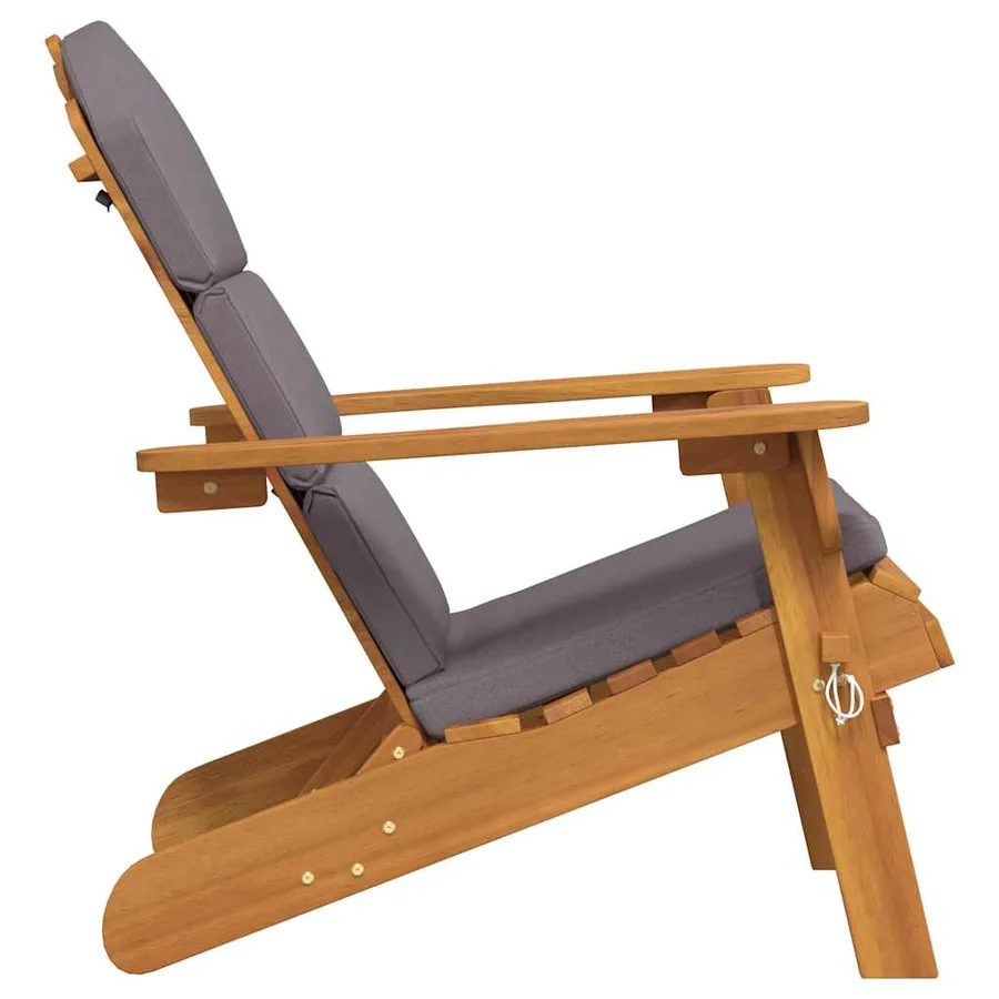 Chaise de jardin Adirondack avec coussins bois massif d'acacia - 5