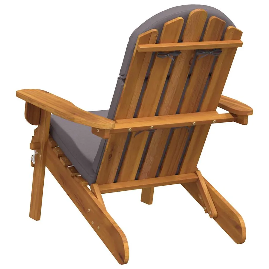 Chaise de jardin Adirondack avec coussins bois massif d'acacia - 6