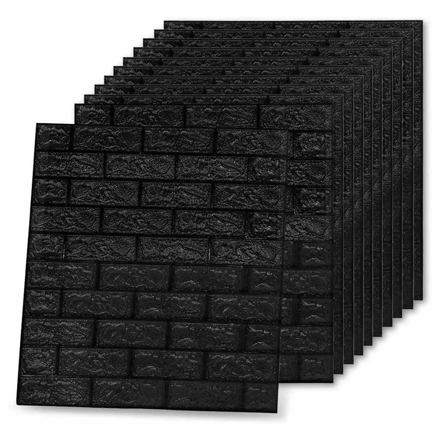 Papier peint 3D autoadhésif Briques 20 pcs Noir - 4