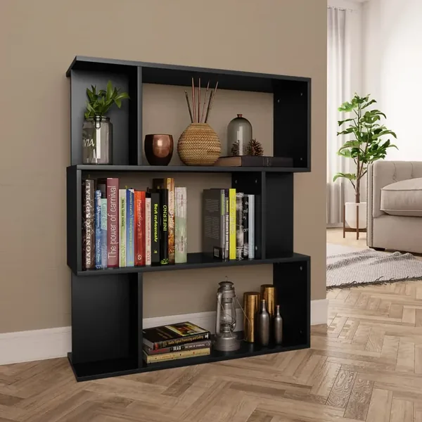 Bibliothèque/Cloison Noir 80x24x96 cm cm Bois d'ingénierie