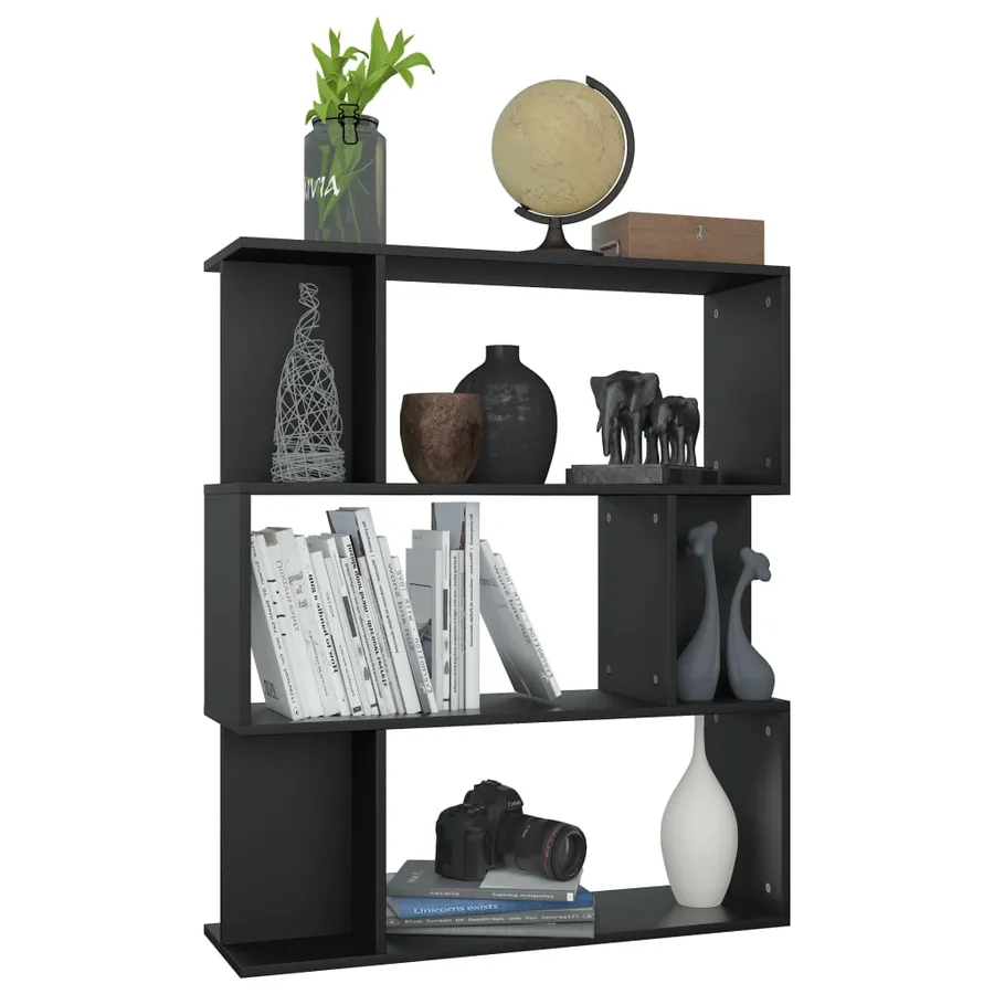 Bibliothèque/Cloison Noir 80x24x96 cm cm Bois d'ingénierie - 5