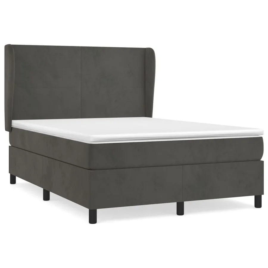 Sommier à lattes de lit et matelas Gris foncé 140x190cm Velours - 2