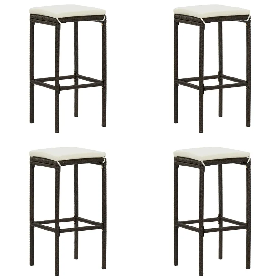 Ensemble de bar de jardin 5 pcs coussins Résine tressée Marron - 4