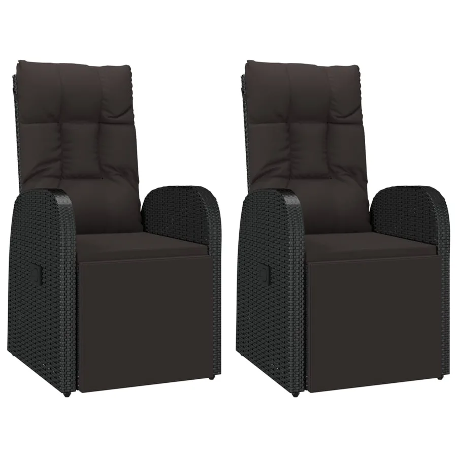 Ensemble à manger de jardin 3 pcs Noir Poly rotin et acacia - 4