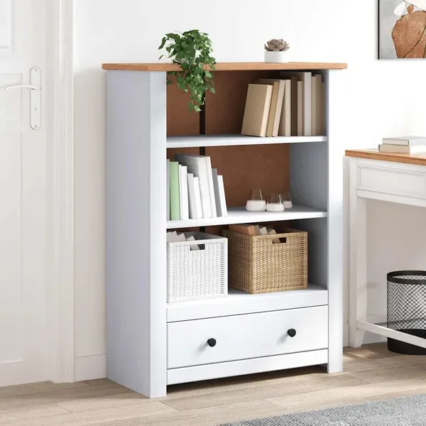 Bibliothèque Blanc 80x35x110 cm Pin massif Assortiment Panama