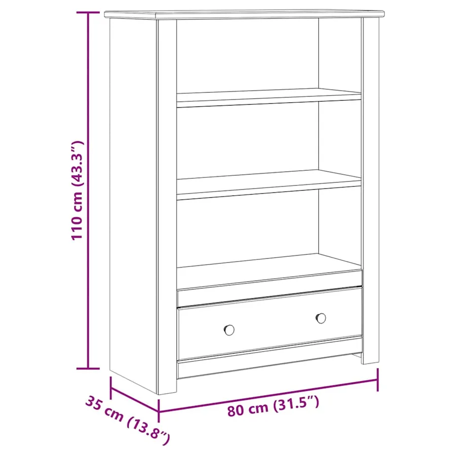Bibliothèque Blanc 80x35x110 cm Pin massif Assortiment Panama - 10