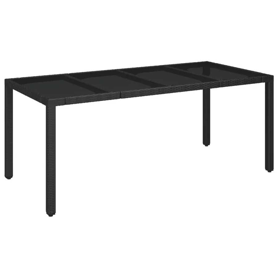 Table de jardin dessus en verre Noir 190x90x75cm Résine tressée - 2