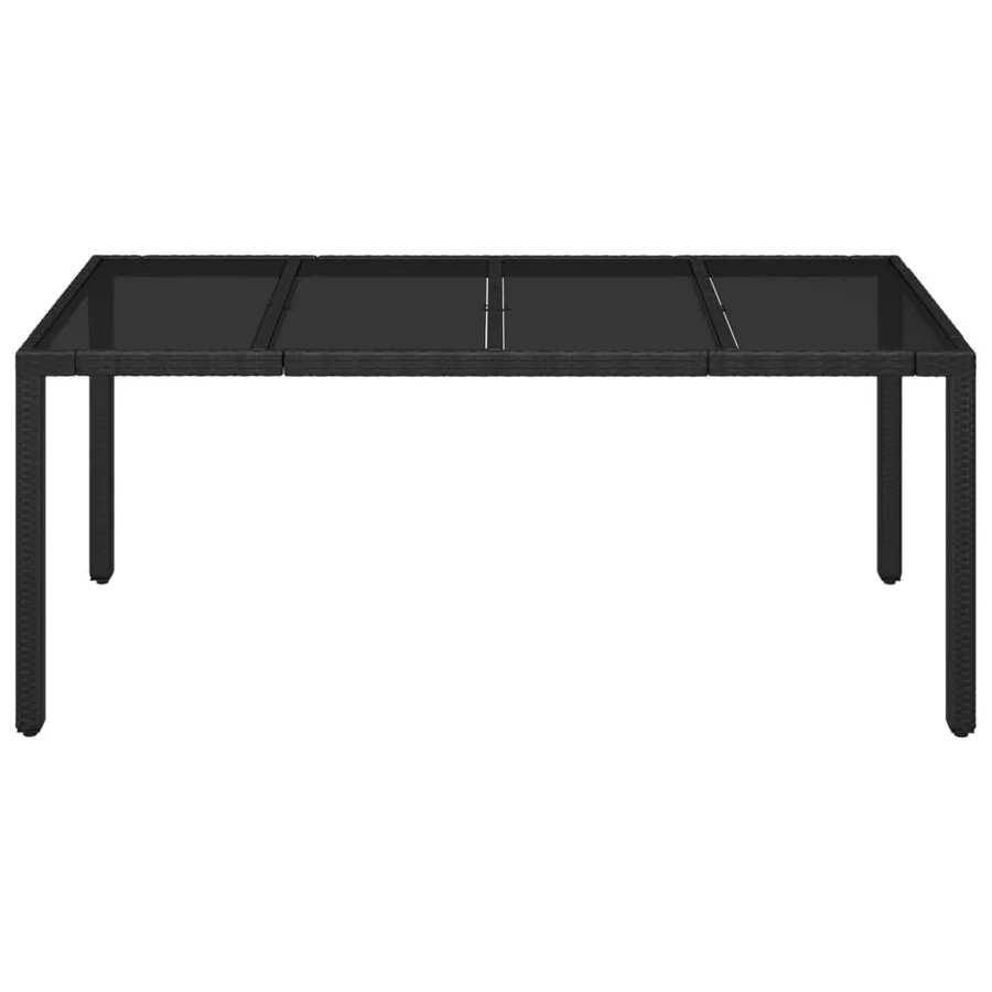 Table de jardin dessus en verre Noir 190x90x75cm Résine tressée - 3