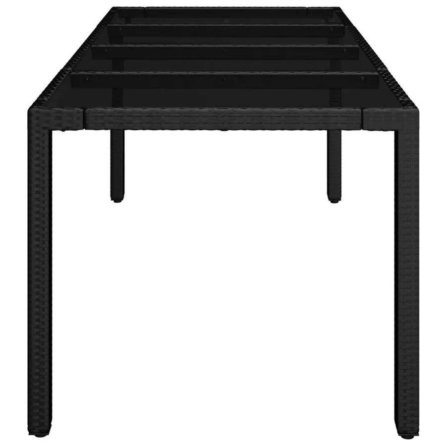 Table de jardin dessus en verre Noir 190x90x75cm Résine tressée - 4