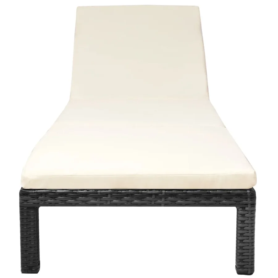 Chaise longue avec coussin Résine tressée Noir - 3