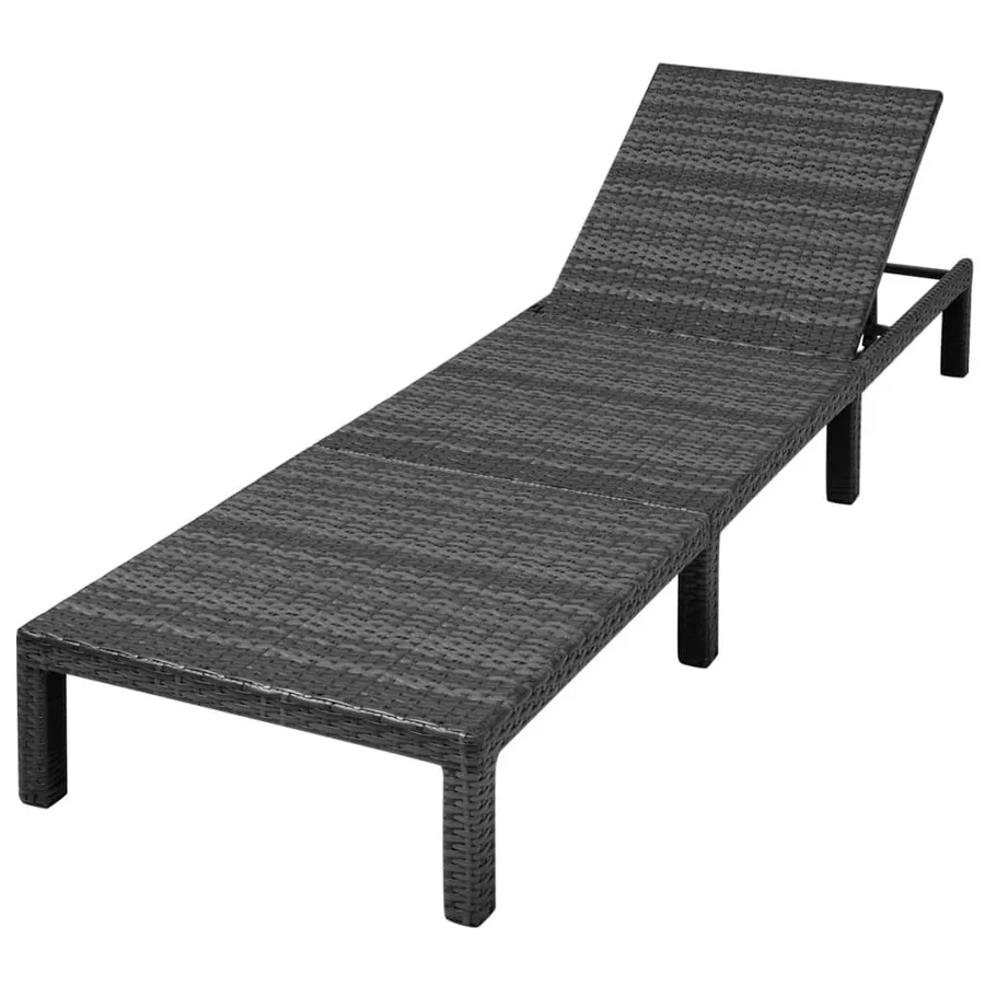 Chaise longue avec coussin Résine tressée Noir - 6