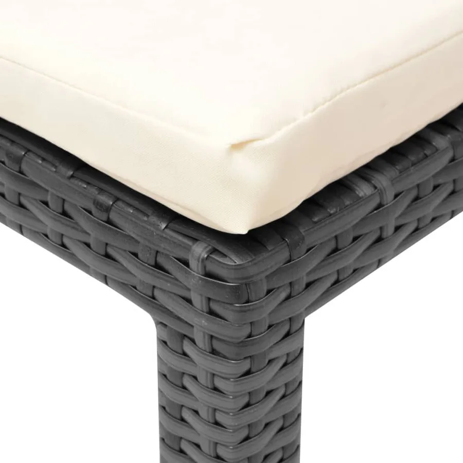 Chaise longue avec coussin Résine tressée Noir - 7