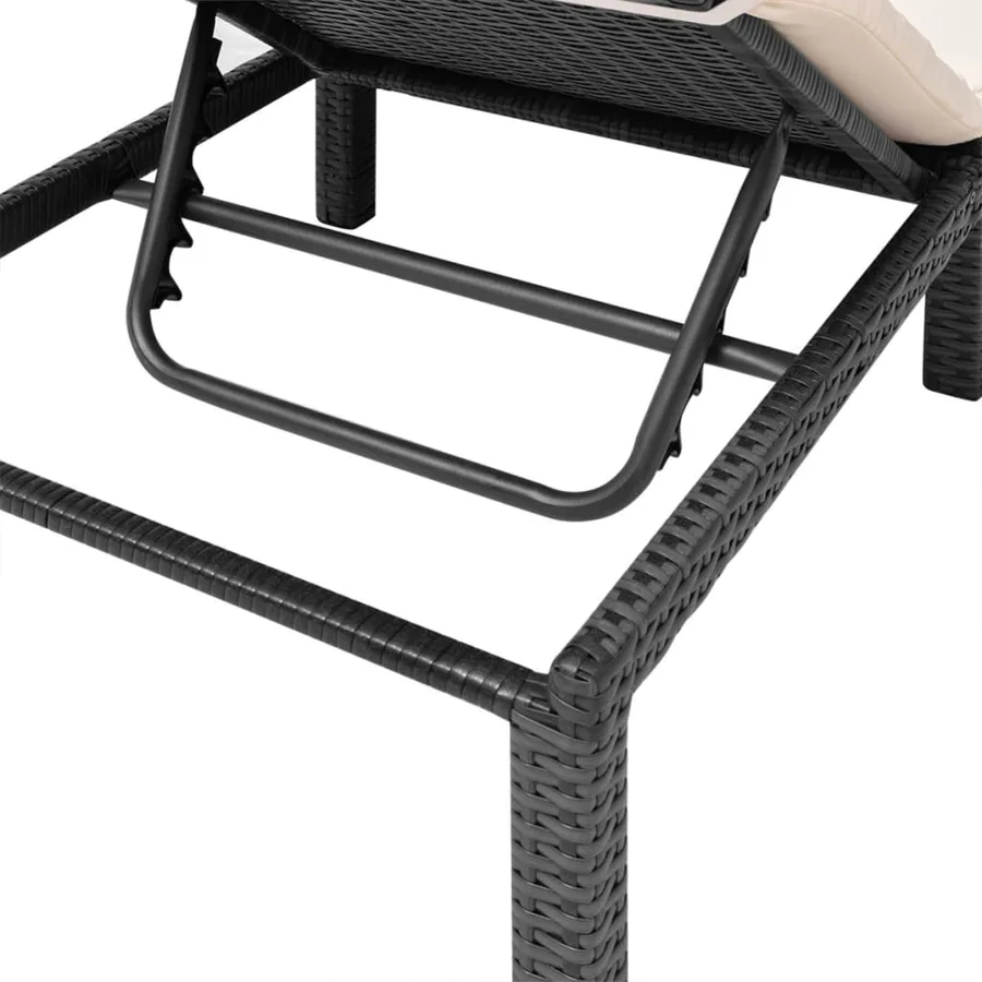 Chaise longue avec coussin Résine tressée Noir - 8