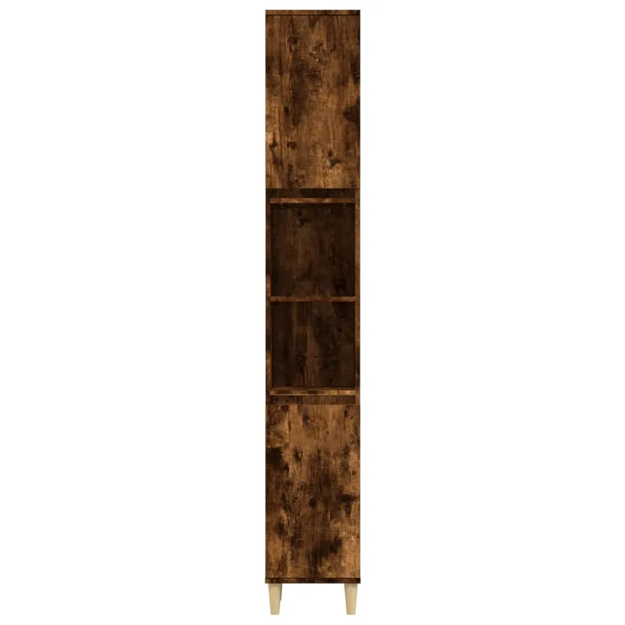 Armoire de bain chêne fumé 30x30x190 cm bois d'ingénierie - 6