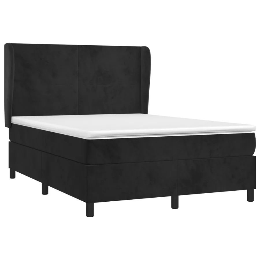 Sommier à lattes de lit avec matelas Noir 140x200 cm Velours - 3