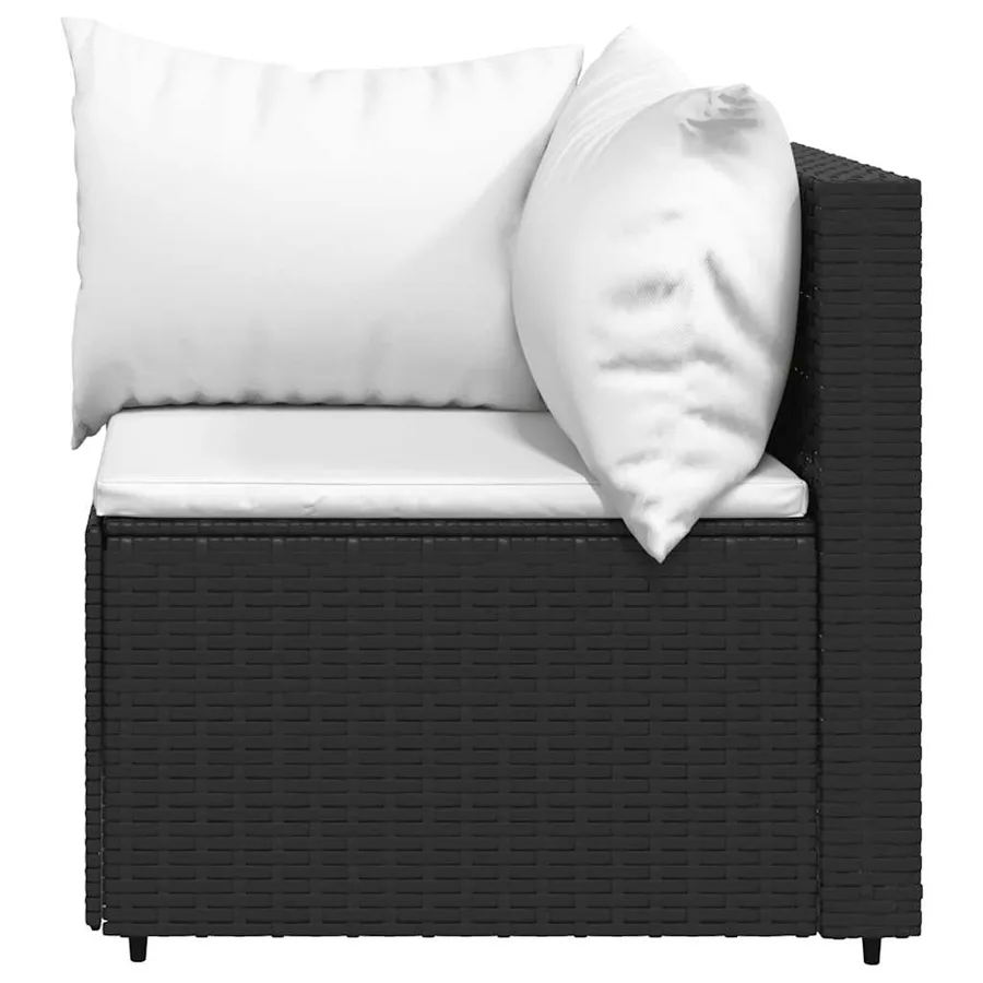 Salon de jardin 4 pcs avec coussins Noir Résine tressée - 9