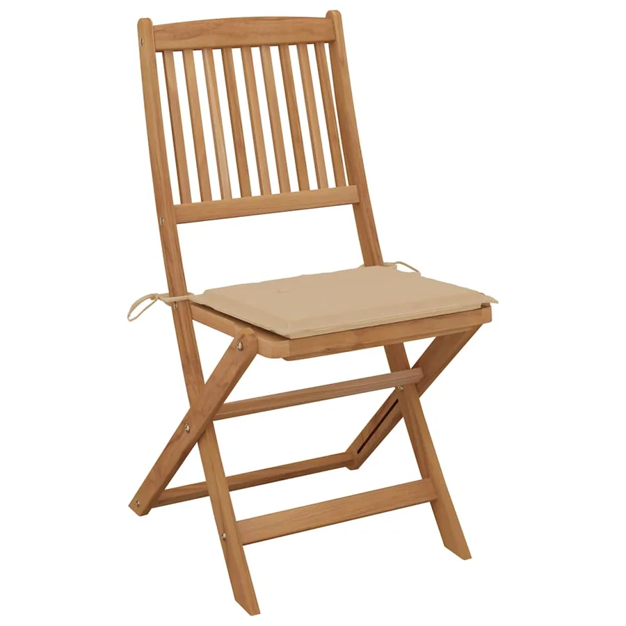 Chaises pliables de jardin lot de 4 avec coussins Bois d'acacia - 2