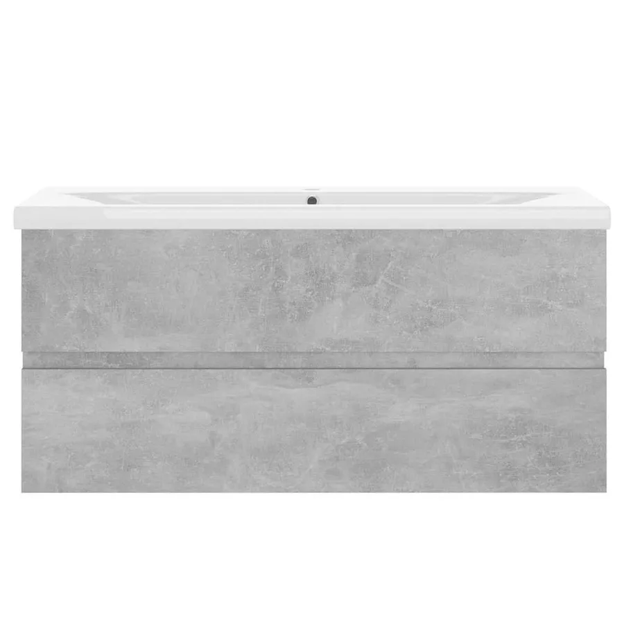 Armoire d'évier avec lavabo intégré Gris béton Aggloméré - 5