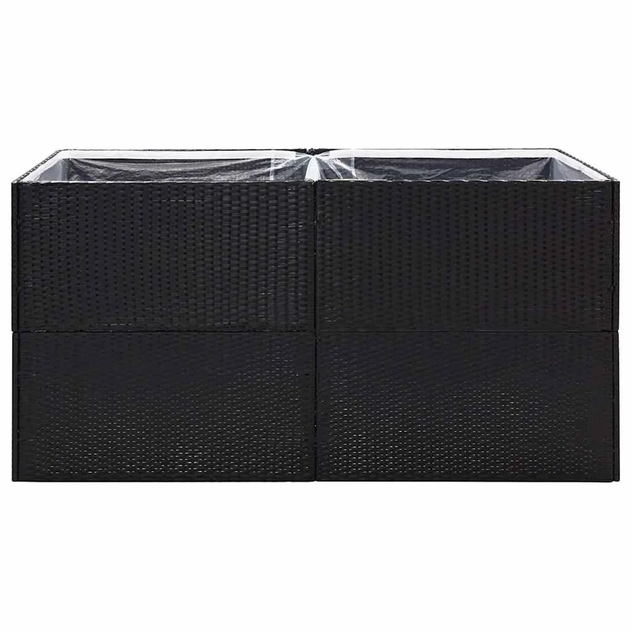 Jardinière Noir 157x80x80 cm Résine tressée - 4