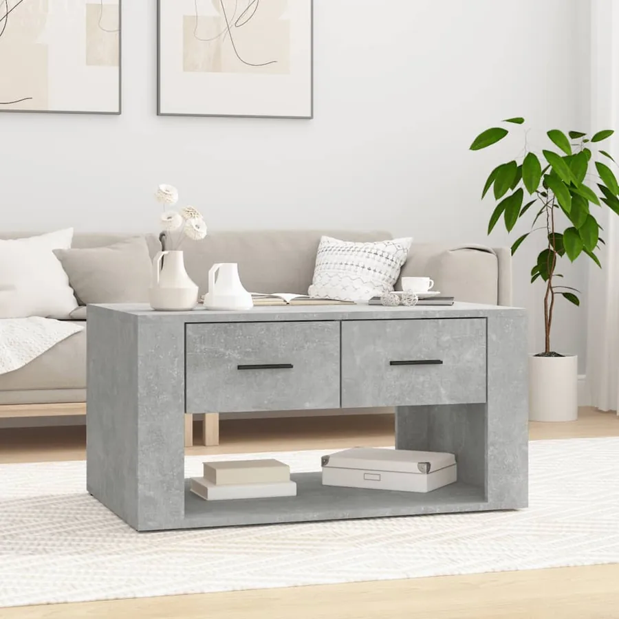 Table basse Gris béton 80x50x40 cm Bois d'ingénierie