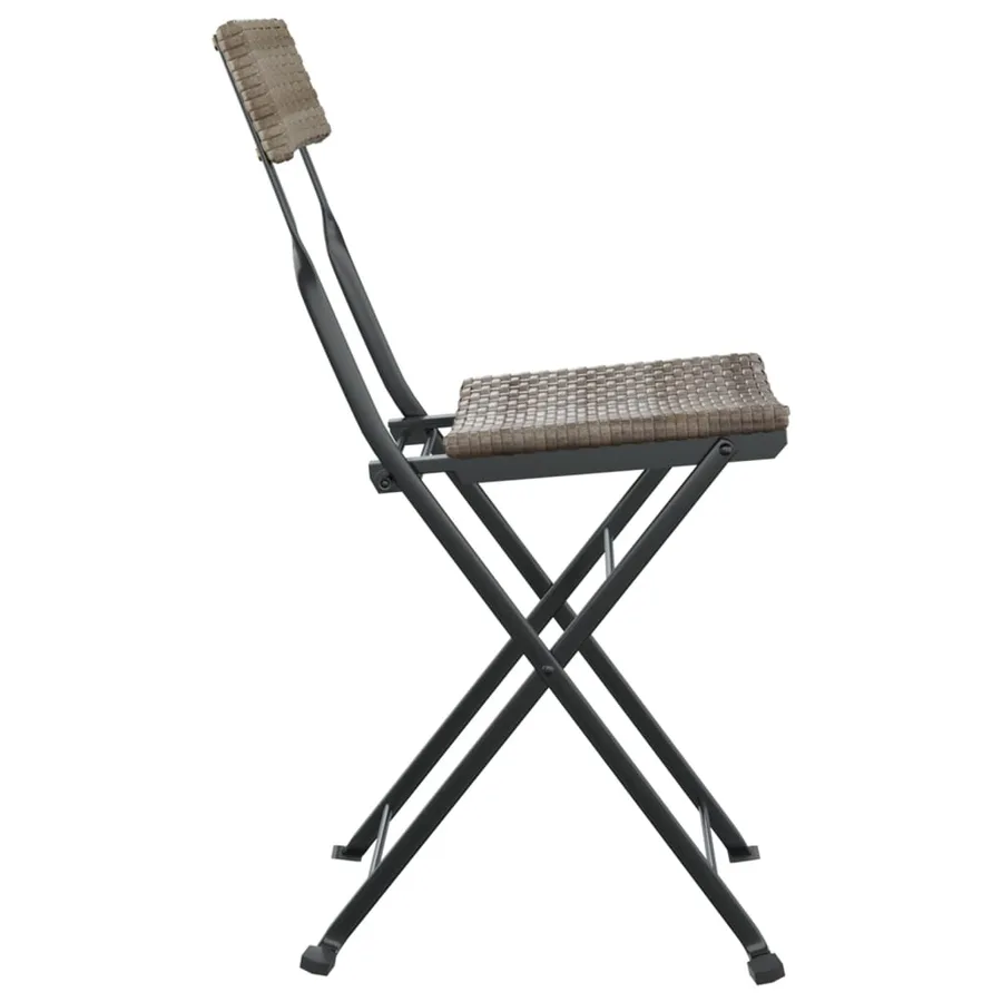 Chaises de bistrot pliantes lot de 8 Gris Résine tressée acier - 6