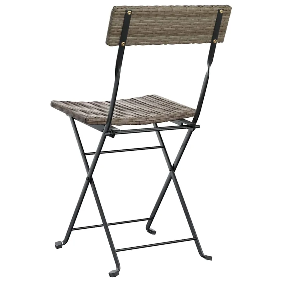 Chaises de bistrot pliantes lot de 8 Gris Résine tressée acier - 7