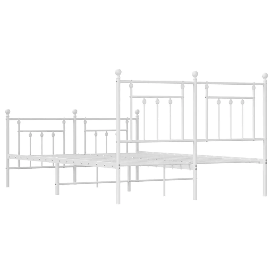 Cadre de lit métal sans matelas et pied de lit blanc 150x200 cm - 8