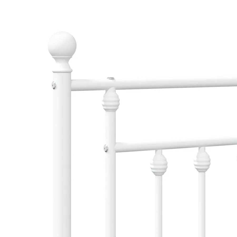 Cadre de lit métal sans matelas et pied de lit blanc 150x200 cm - 9
