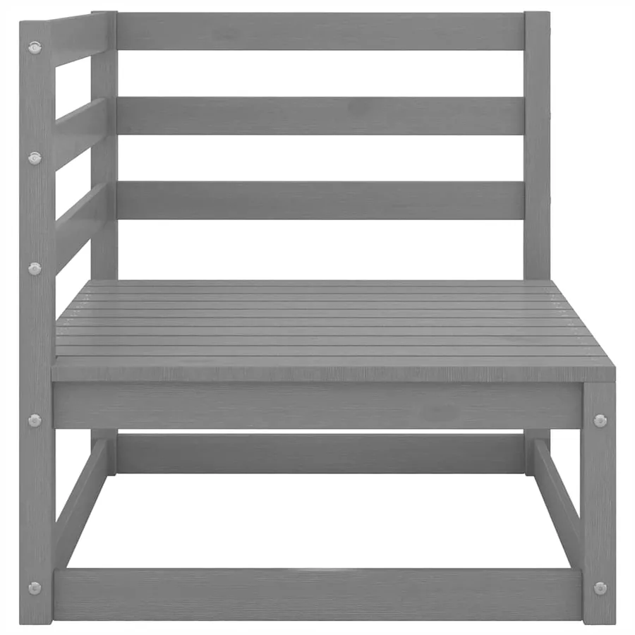 Salon de jardin 2 pcs avec coussins Gris Bois de pin massif - 3
