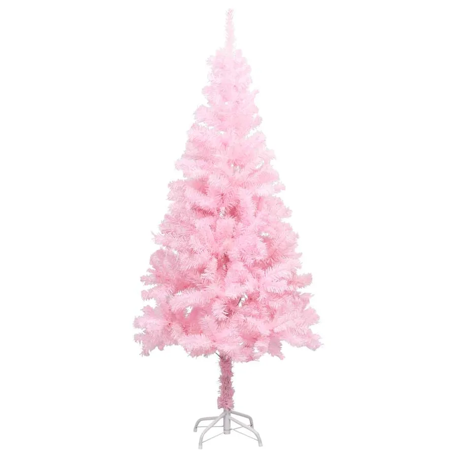 Arbre de Noël artificiel pré-éclairé et boules rose 150 cm PVC - 2