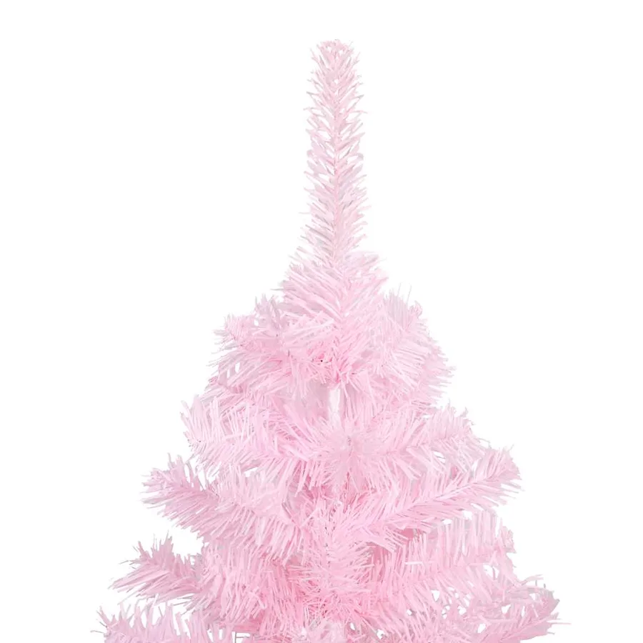 Arbre de Noël artificiel pré-éclairé et boules rose 150 cm PVC - 3