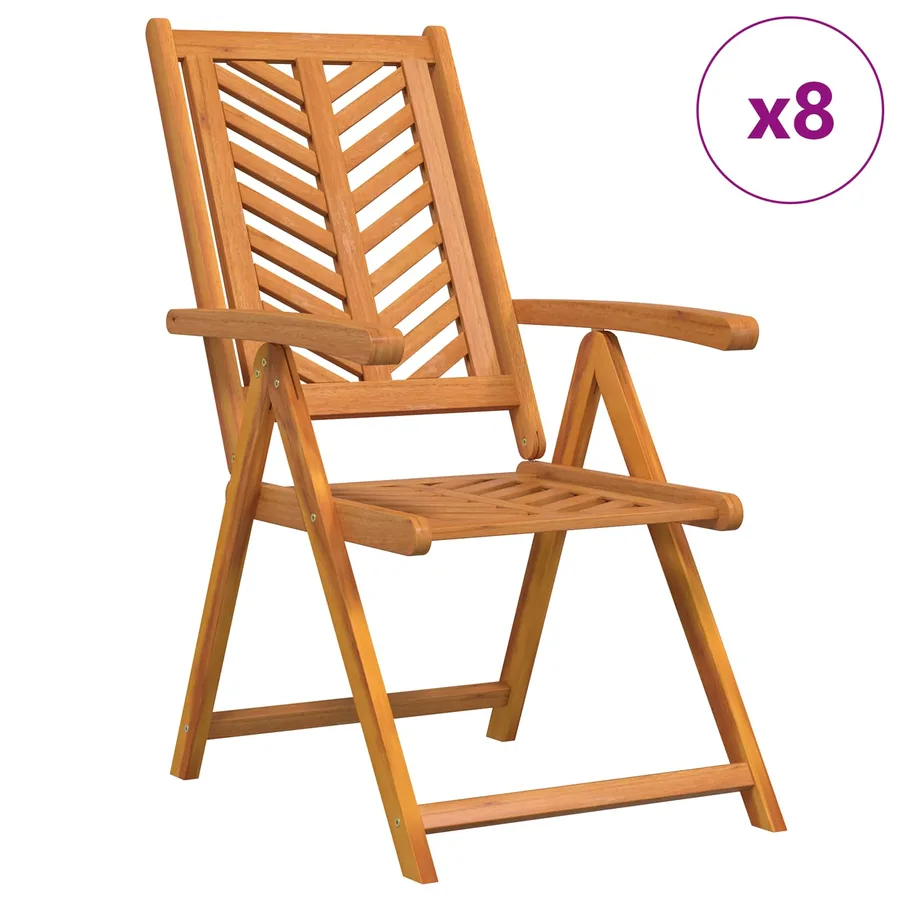 Chaise de jardin 8 pcs Marron Bois d'Acacia Massif - 2
