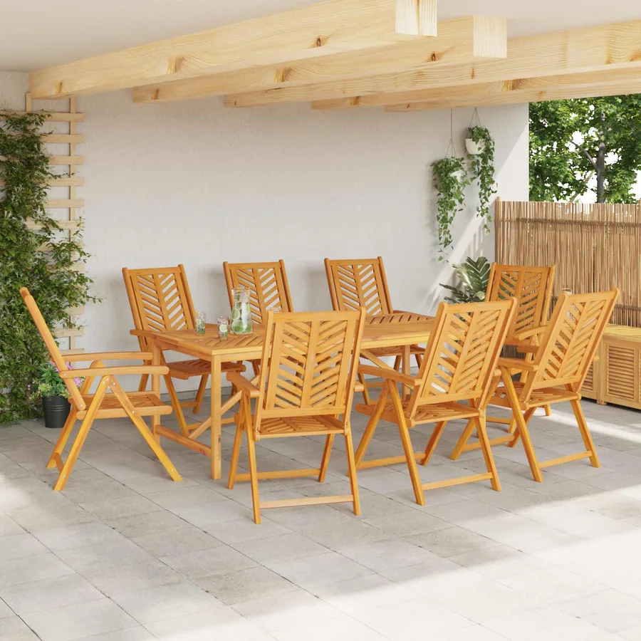 Chaise de jardin 8 pcs Marron Bois d'Acacia Massif - 3