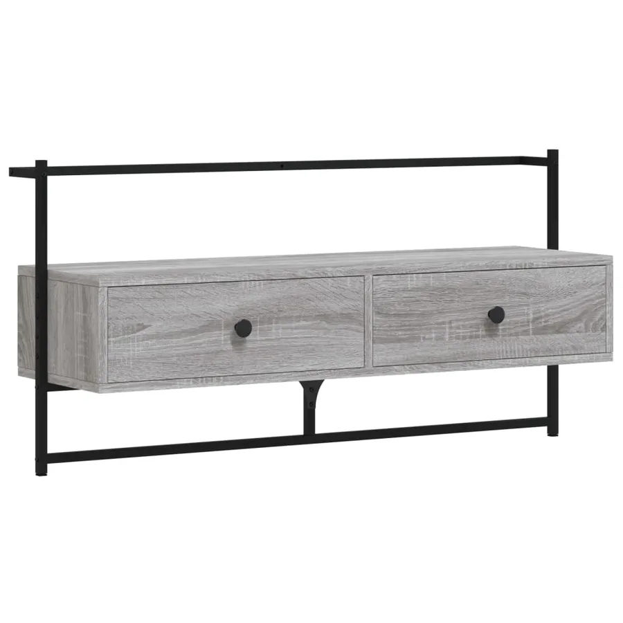 Meuble TV mural sonoma gris 100,5x30x51 cm bois d'ingénierie - 2