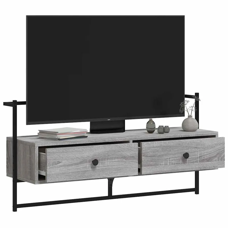 Meuble TV mural sonoma gris 100,5x30x51 cm bois d'ingénierie - 3