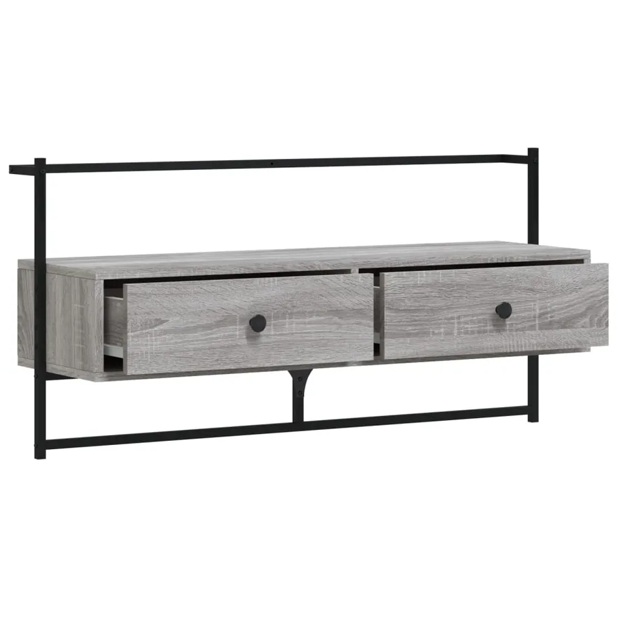 Meuble TV mural sonoma gris 100,5x30x51 cm bois d'ingénierie - 6