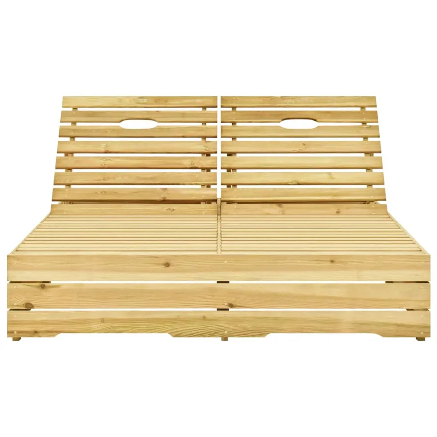Chaise longue double et coussins noir bois de pin imprégné - 4