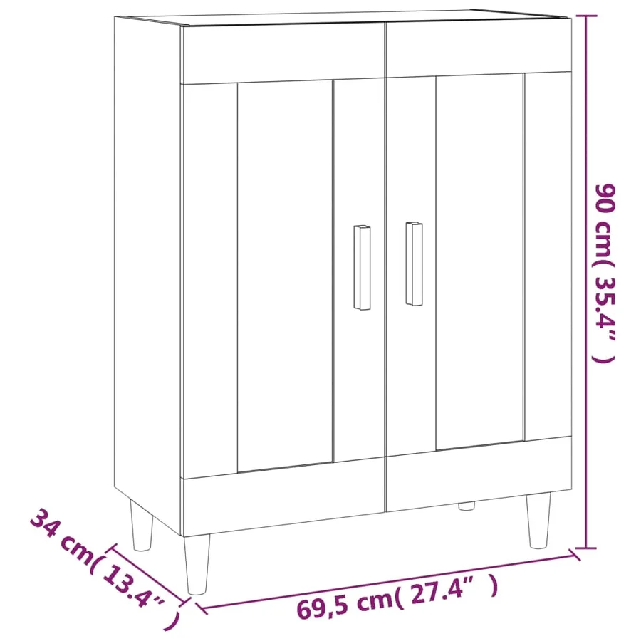 Buffet Chêne sonoma 69,5x34x90 cm Bois d'ingénierie - 9