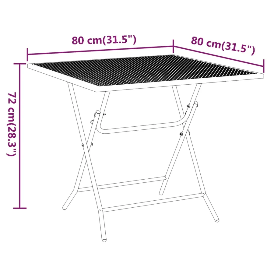 Table de jardin 80x80x72 cm Maille métallique Anthracite - 8