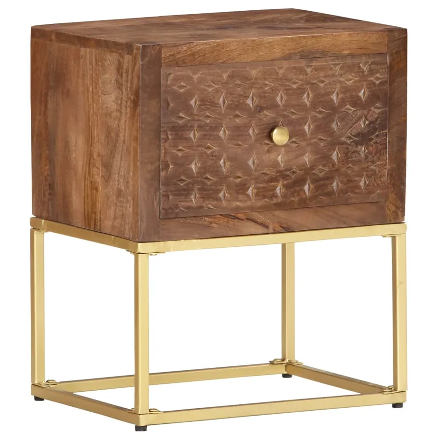 Table de chevet 40 x 30 x 50 cm Bois de manguier massif - 11