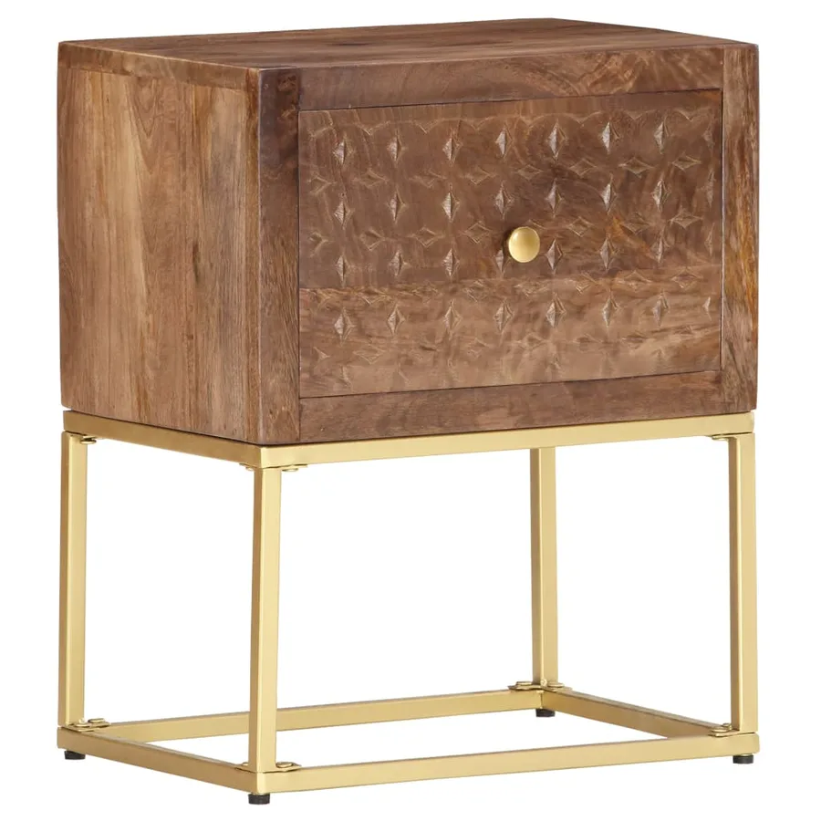 Table de chevet 40 x 30 x 50 cm Bois de manguier massif - 8