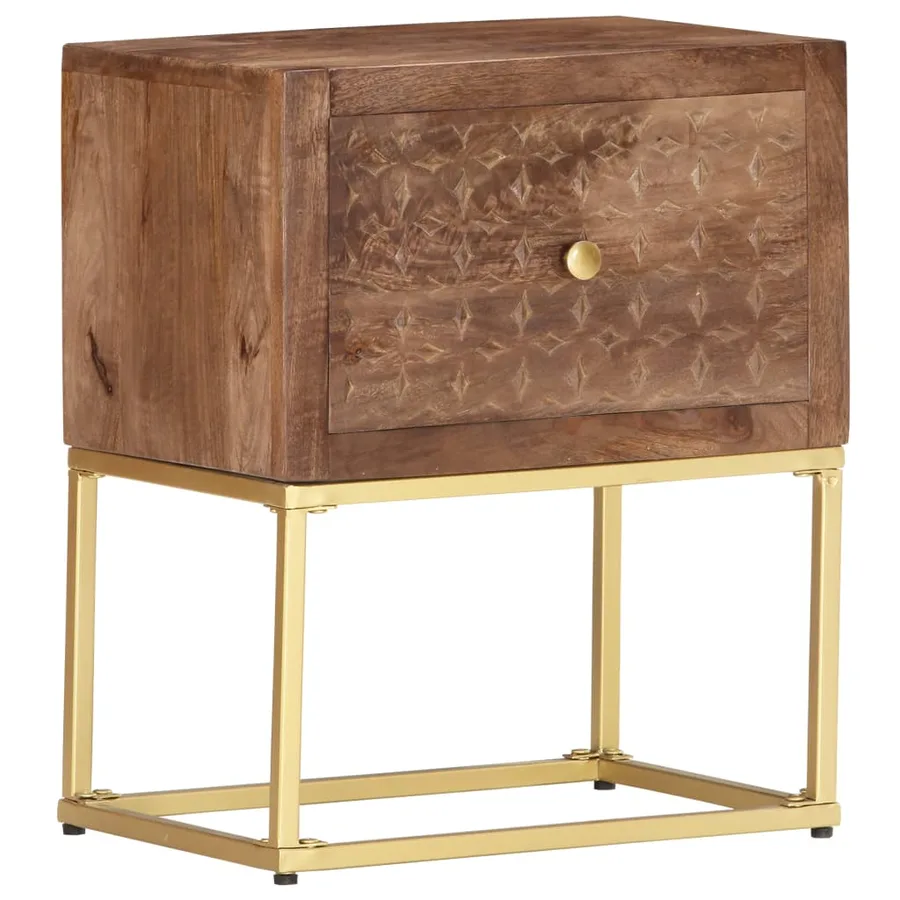Table de chevet 40 x 30 x 50 cm Bois de manguier massif - 9