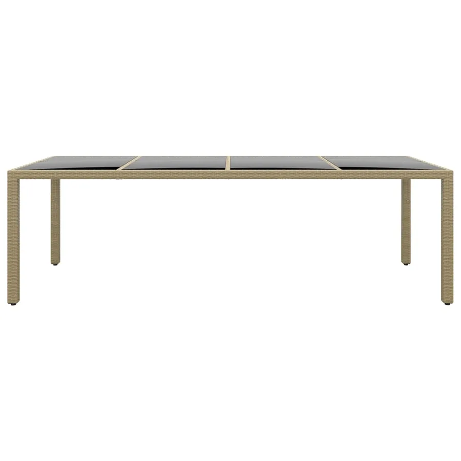 Table de jardin avec dessus en verre beige résine tressée - 2