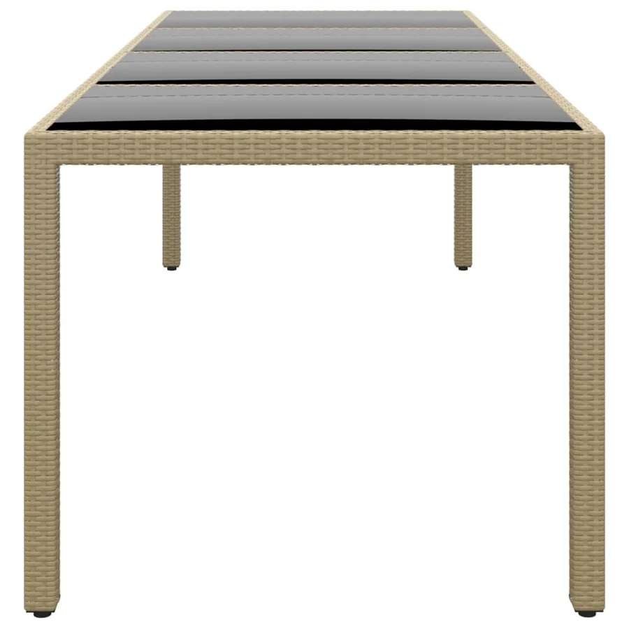 Table de jardin avec dessus en verre beige résine tressée - 3