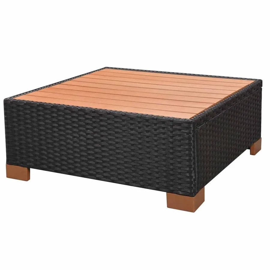 Salon de jardin 8 pcs avec coussins résine tressée noir - 12