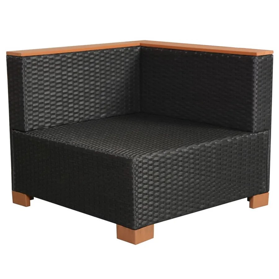 Salon de jardin 8 pcs avec coussins résine tressée noir - 8