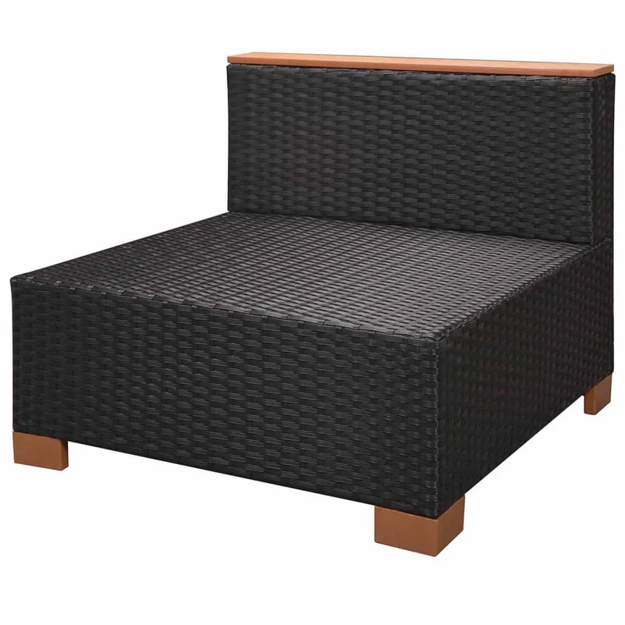 Salon de jardin 8 pcs avec coussins résine tressée noir - 9